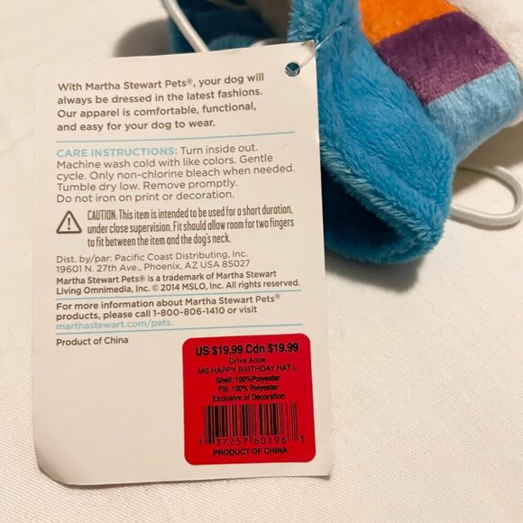 Martha Stewart Pets Dog Happy Birthday Hat Size Large Fashion Dog Apparel - Picture 4 of 14